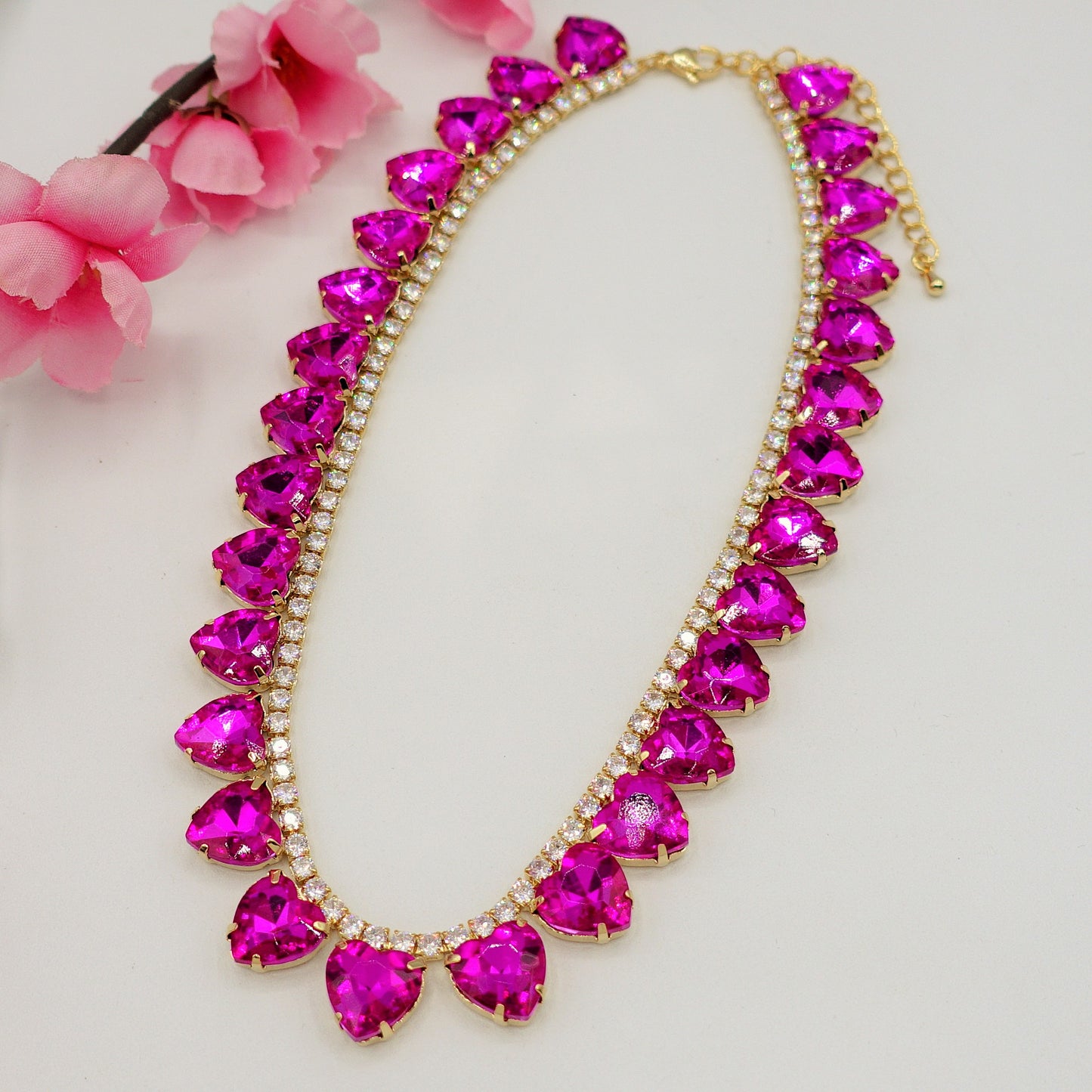 WENDY HEARTS - collier con pietre a CUORE sfaccettate e cubic zirconia