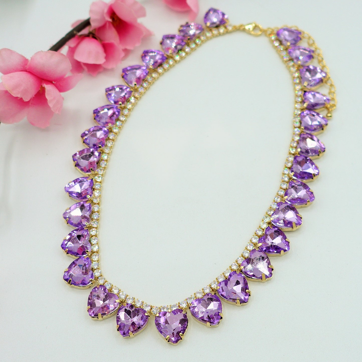 WENDY HEARTS - collier con pietre a CUORE sfaccettate e cubic zirconia