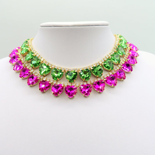 WENDY HEARTS - collier con pietre a CUORE sfaccettate e cubic zirconia