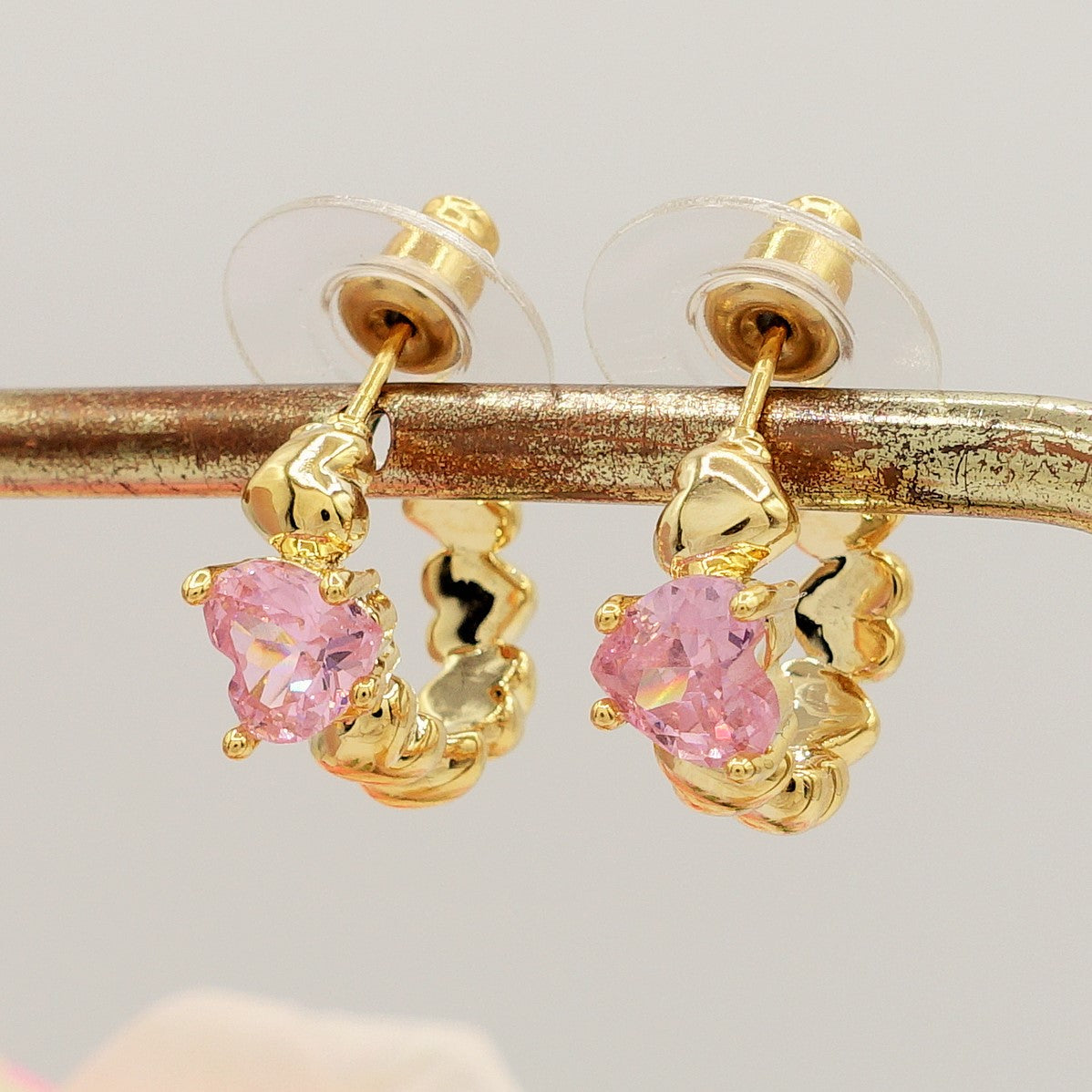 SET CLAIRE pink  3 pz. - Collier Tennis + Orecchini mini cerchi + bracciale Tennis