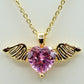 ANGEL - ACCIAIO INOSSIDABILE- collana con pendente CUORE con ali in cubic zirconia