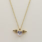 ANGEL - ACCIAIO INOSSIDABILE- collana con pendente CUORE con ali in cubic zirconia