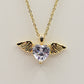 ANGEL - ACCIAIO INOSSIDABILE- collana con pendente CUORE con ali in cubic zirconia