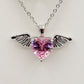 ANGEL - ACCIAIO INOSSIDABILE- collana con pendente CUORE con ali in cubic zirconia