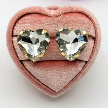LUCE HEART STUDS- Paio Orecchini a bottone con pietra sfaccettata a cuore
