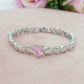 CLAIRE Single Heart  - Bracciale Tennis con cuoricini bombè e Cubic Zirconia a forma di cuore
