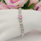 CLAIRE Single Heart  - Bracciale Tennis con cuoricini bombè e Cubic Zirconia a forma di cuore
