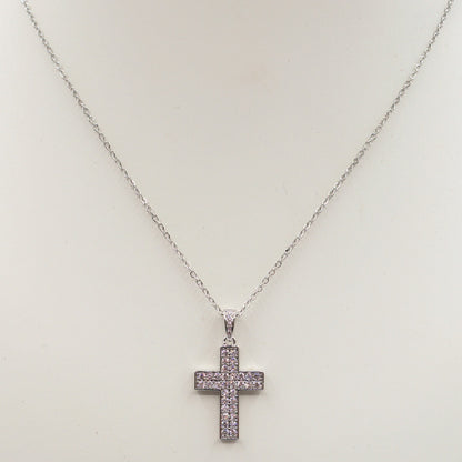 HANNAH - ACCIAIO INOSSIDABILE- collana con pendente croce in cubic zirconia
