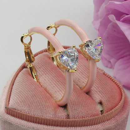 CHERIE FLUO - BIG hoops - orecchini a cerchio smaltati con cubic zirconia a forma di cuore