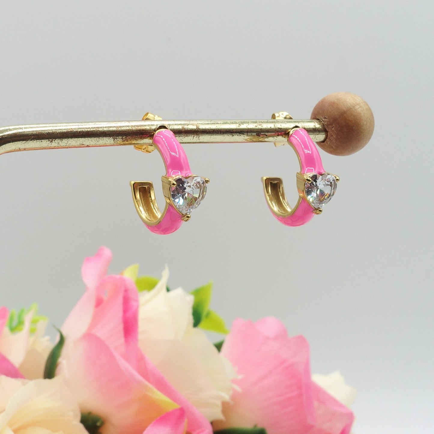 CHERIE FLUO mini - acciaio inossidabile- orecchini a cerchio smaltati con cubic zirconia