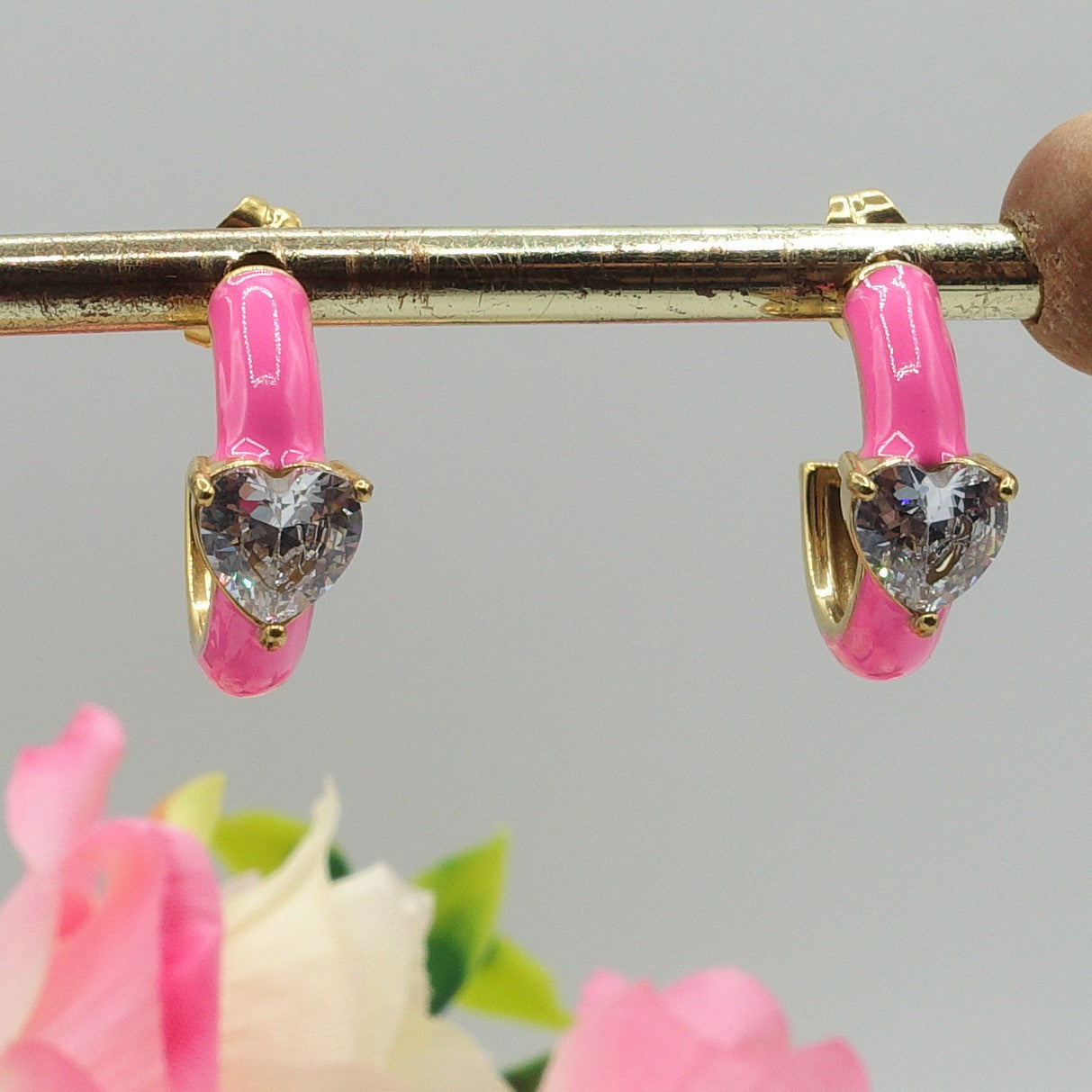 CHERIE FLUO mini - acciaio inossidabile- orecchini a cerchio smaltati con cubic zirconia