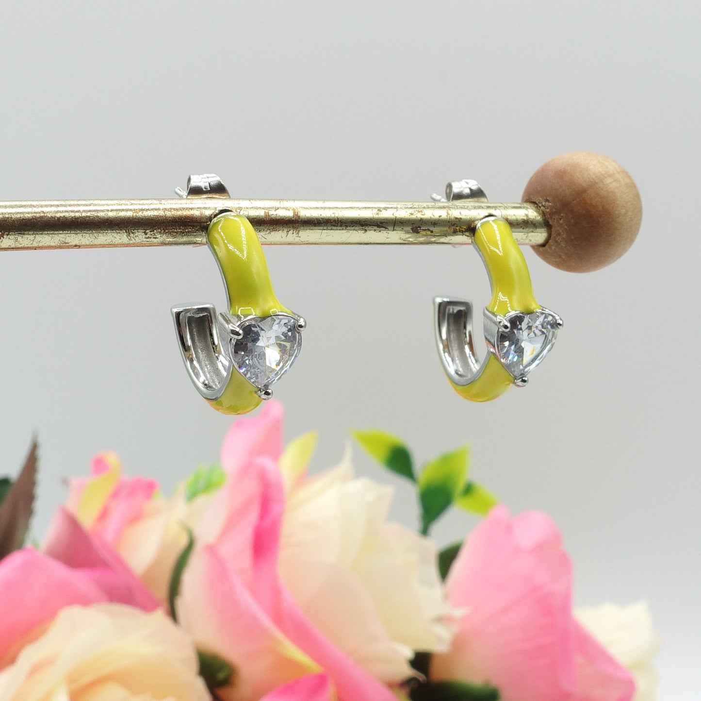 CHERIE FLUO mini - acciaio inossidabile- orecchini a cerchio smaltati con cubic zirconia