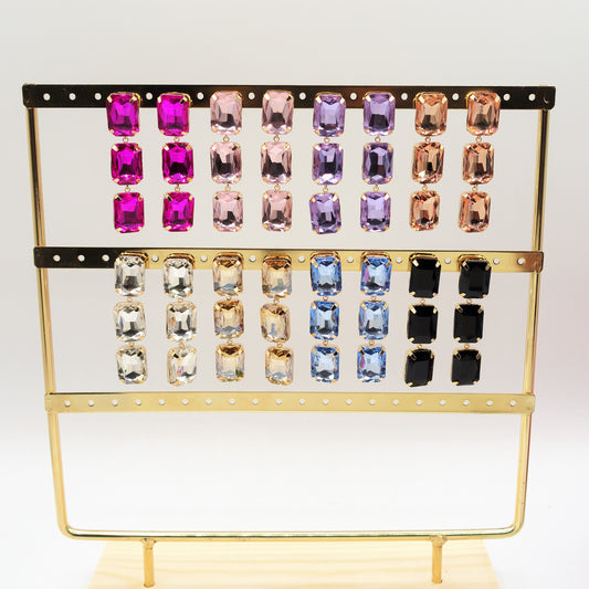 MARGOT DOUBLE SQUARE - paio orecchini pendenti con pietre sfaccettate