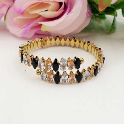 PIPER ~ ACCIAIO INOSSIDABILE - Bracciale rigido contrariè con cubic zirconia