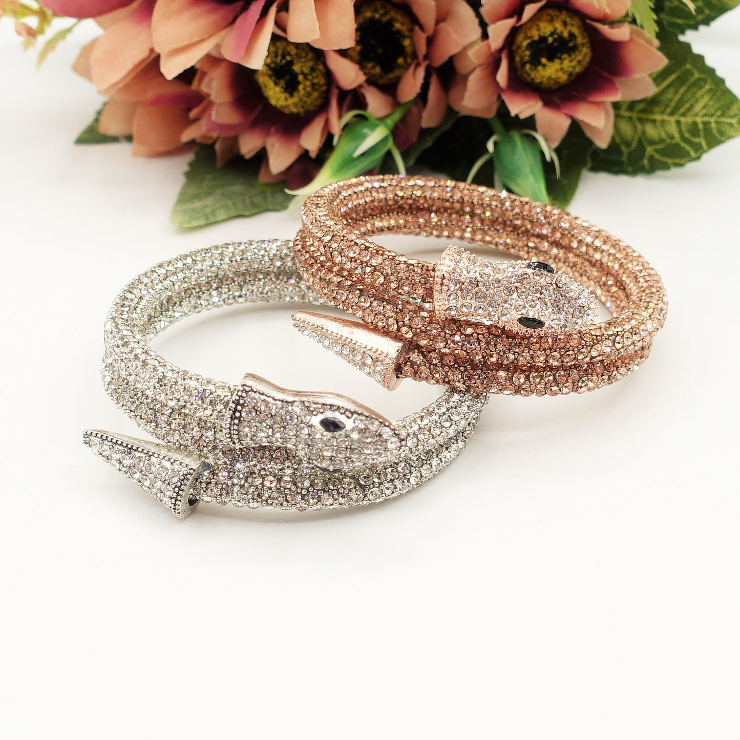 KAA~Bracciale snodato a serpente con cubic zirconia