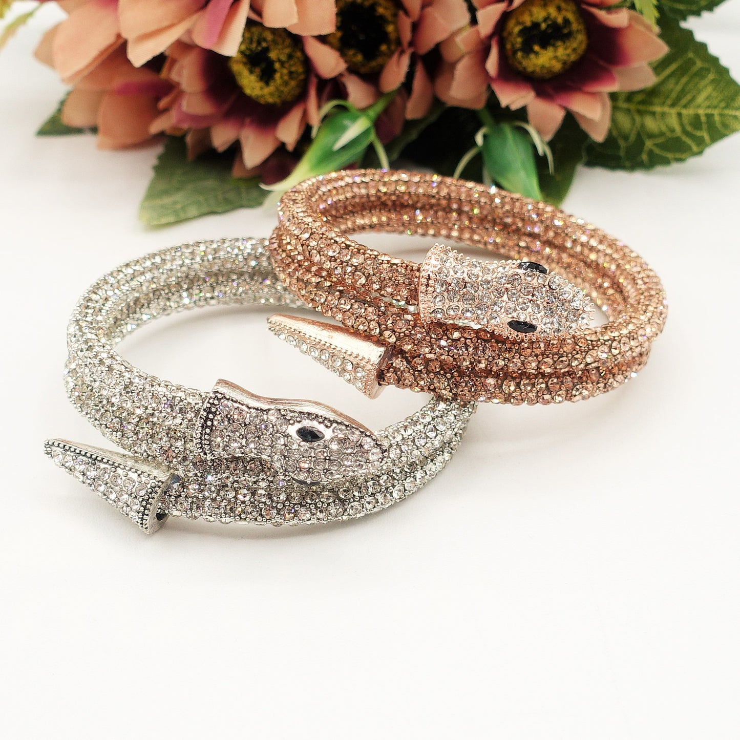 KAA~Bracciale snodato a serpente con cubic zirconia