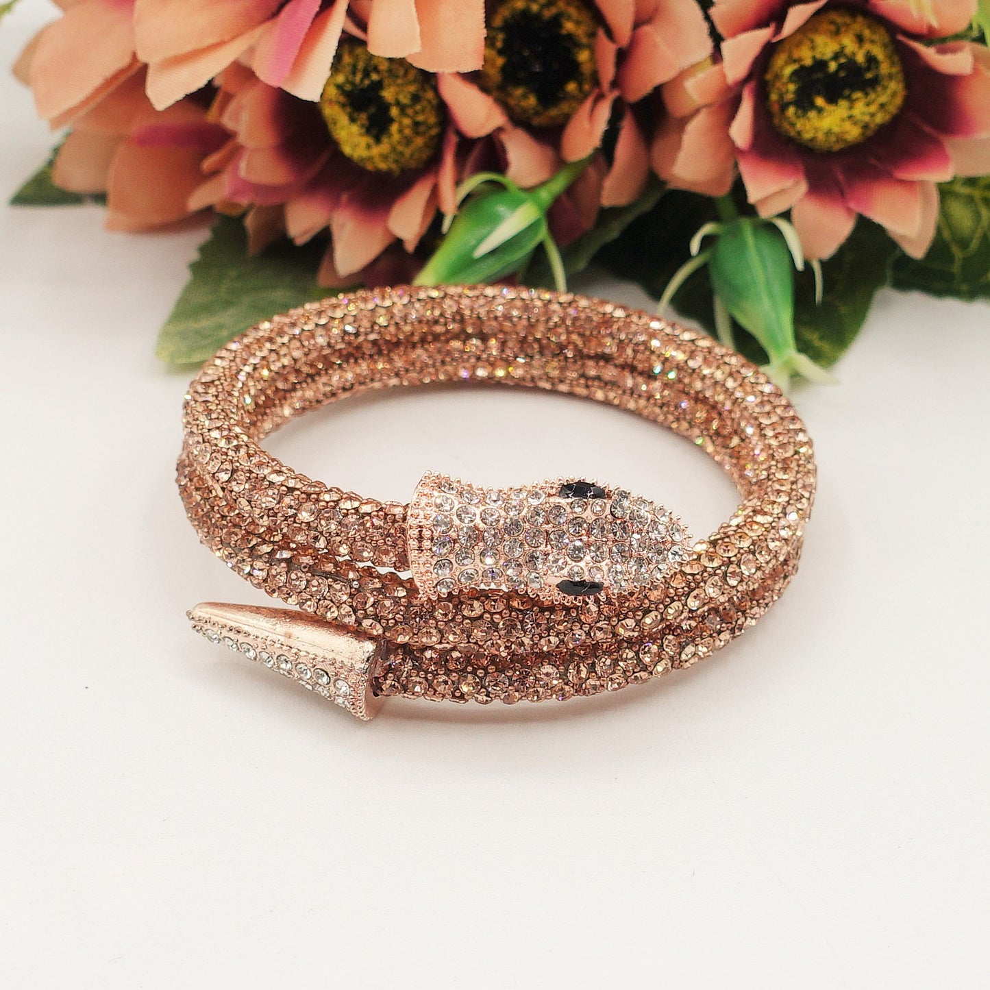 KAA~Bracciale snodato a serpente con cubic zirconia