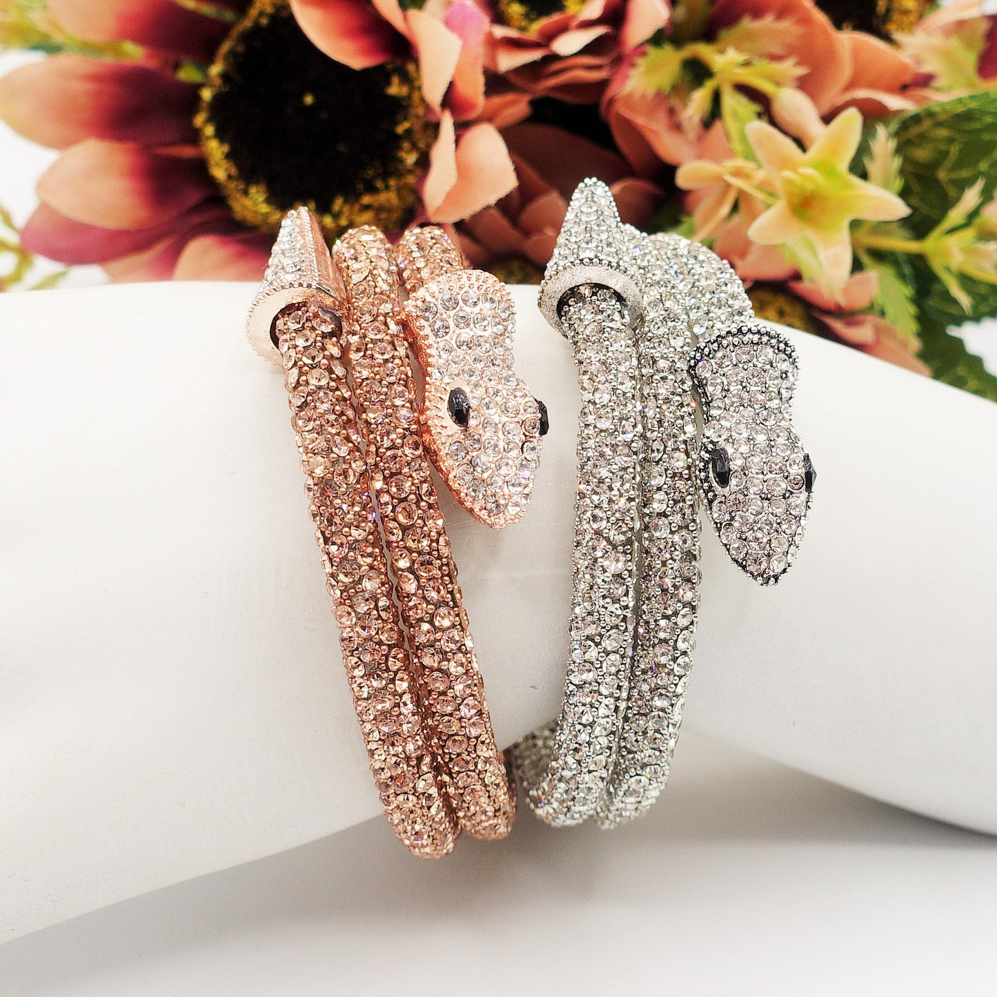 KAA~Bracciale snodato a serpente con cubic zirconia