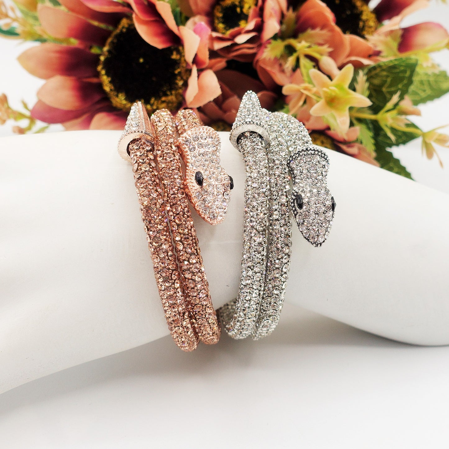 KAA~Bracciale snodato a serpente con cubic zirconia