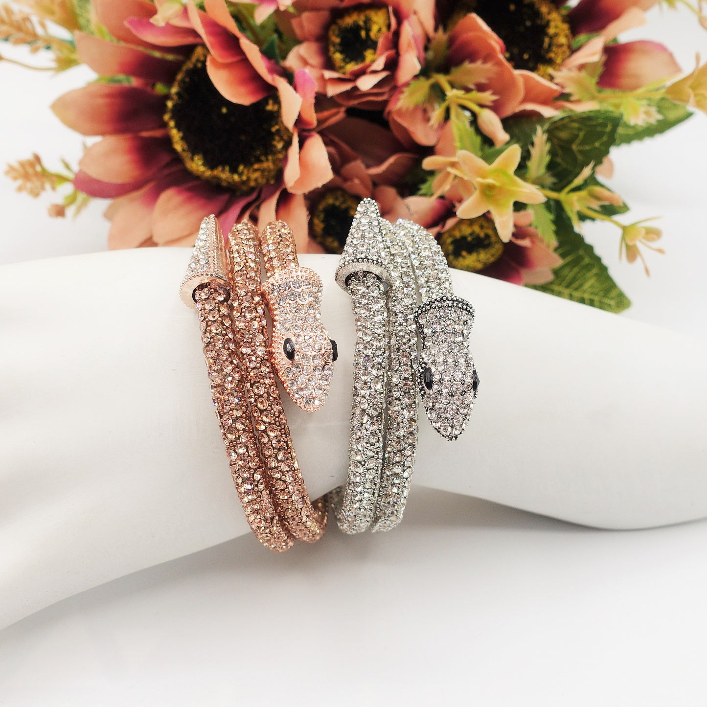 KAA~Bracciale snodato a serpente con cubic zirconia