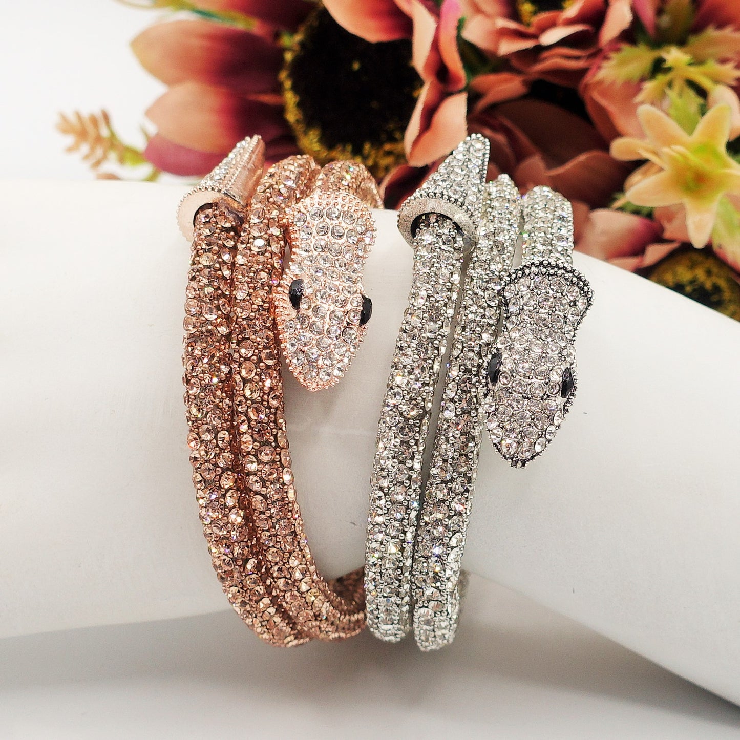KAA~Bracciale snodato a serpente con cubic zirconia