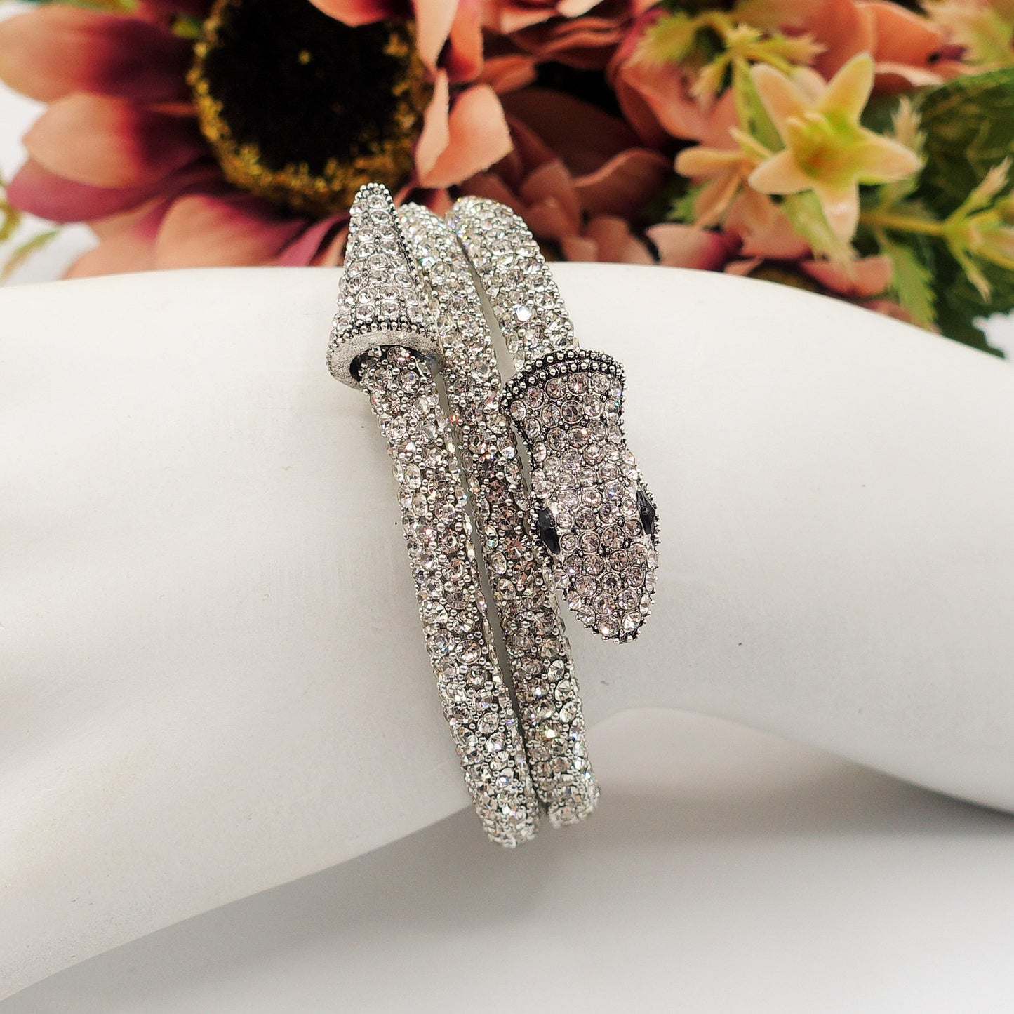 KAA~Bracciale snodato a serpente con cubic zirconia