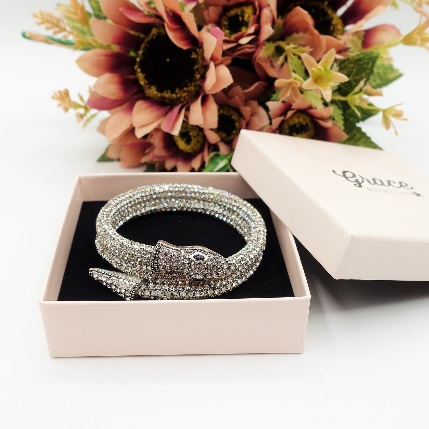 KAA~Bracciale snodato a serpente con cubic zirconia