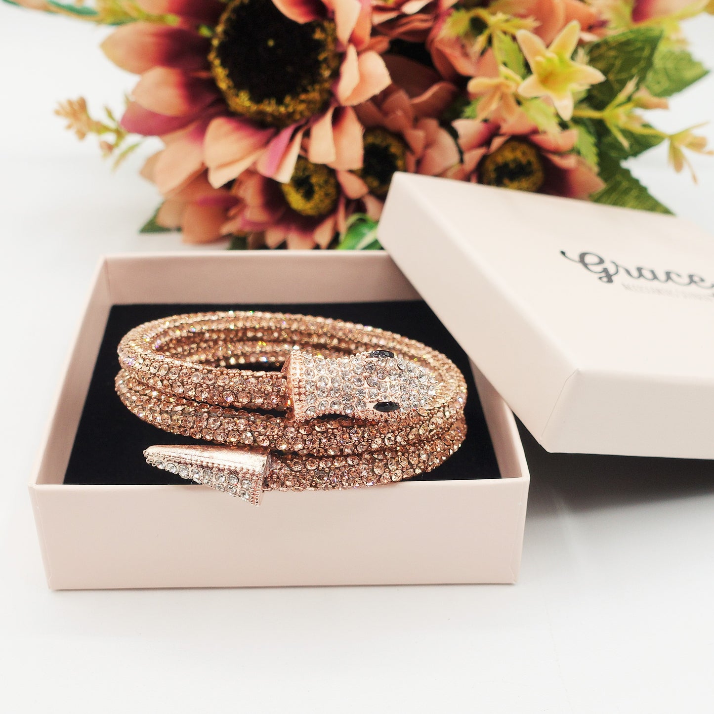 KAA~Bracciale snodato a serpente con cubic zirconia