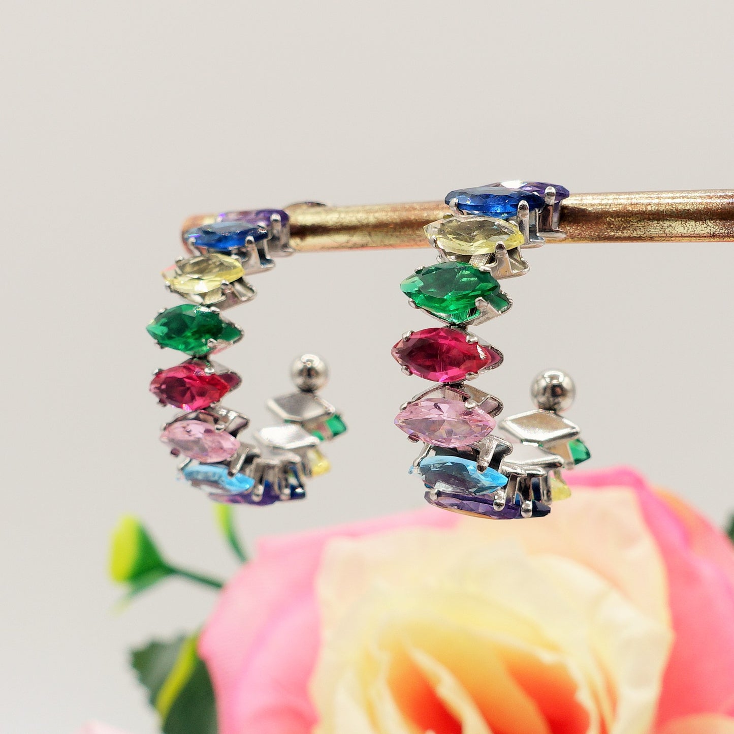 PIPER ~ ACCIAIO INOSSIDABILE - Paio Orecchini a Cerchio con cubic zirconia