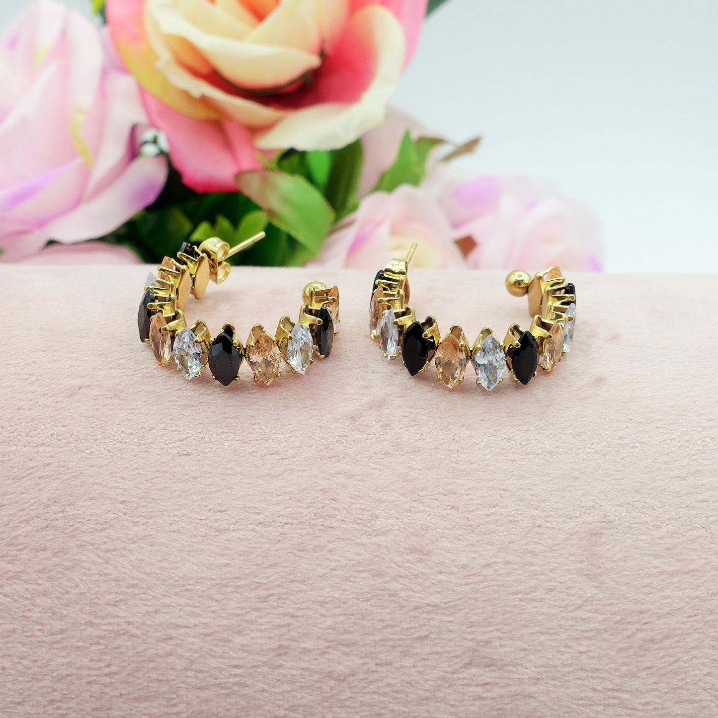 PIPER ~ ACCIAIO INOSSIDABILE - Paio Orecchini a Cerchio con cubic zirconia