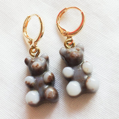 WINONA ~ FALL COLOURS HOOPS ~ gummy bears Gold plated huggies earrings