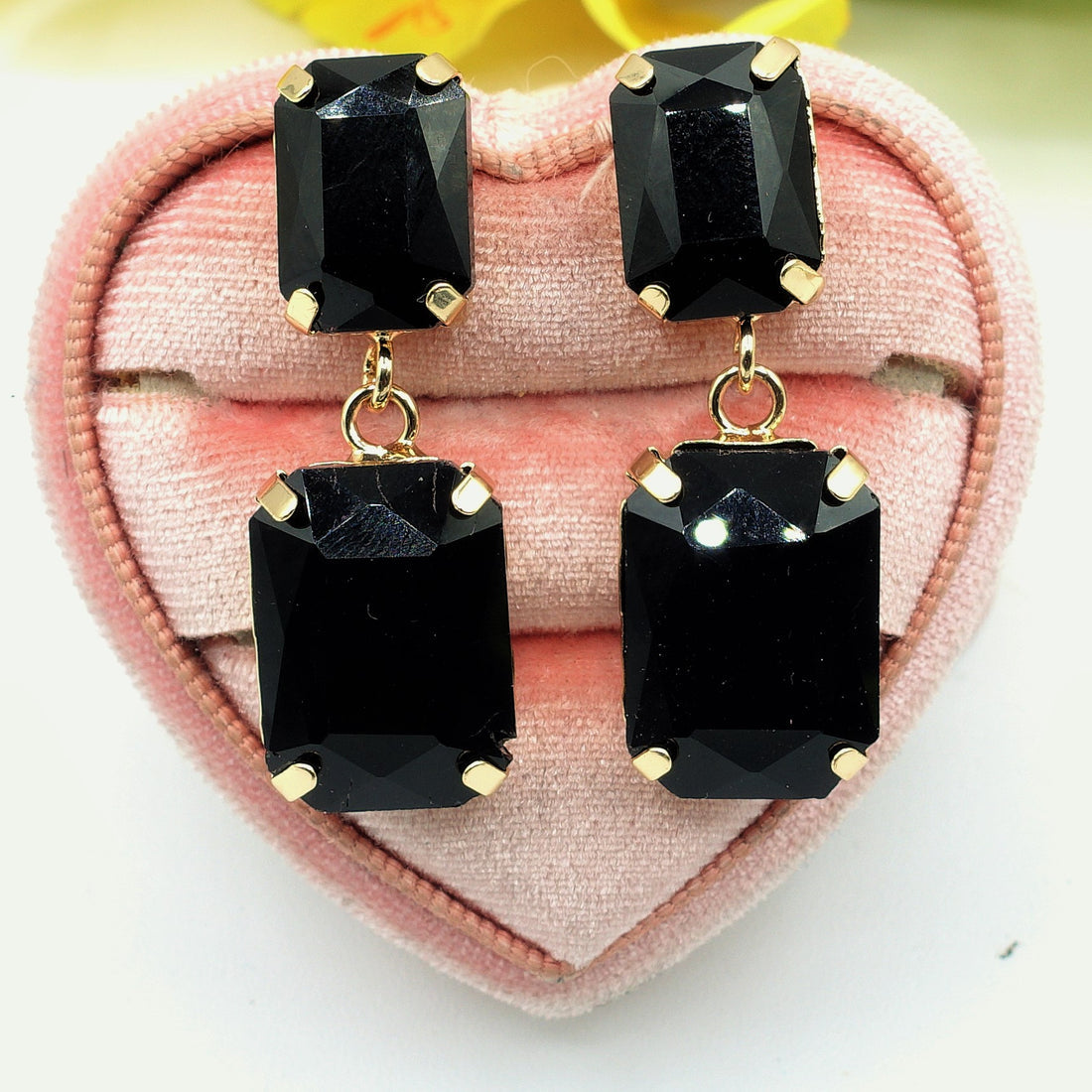 MARGOT BLACK SET - Collier orecchini e bracciale con pietre sfaccettate