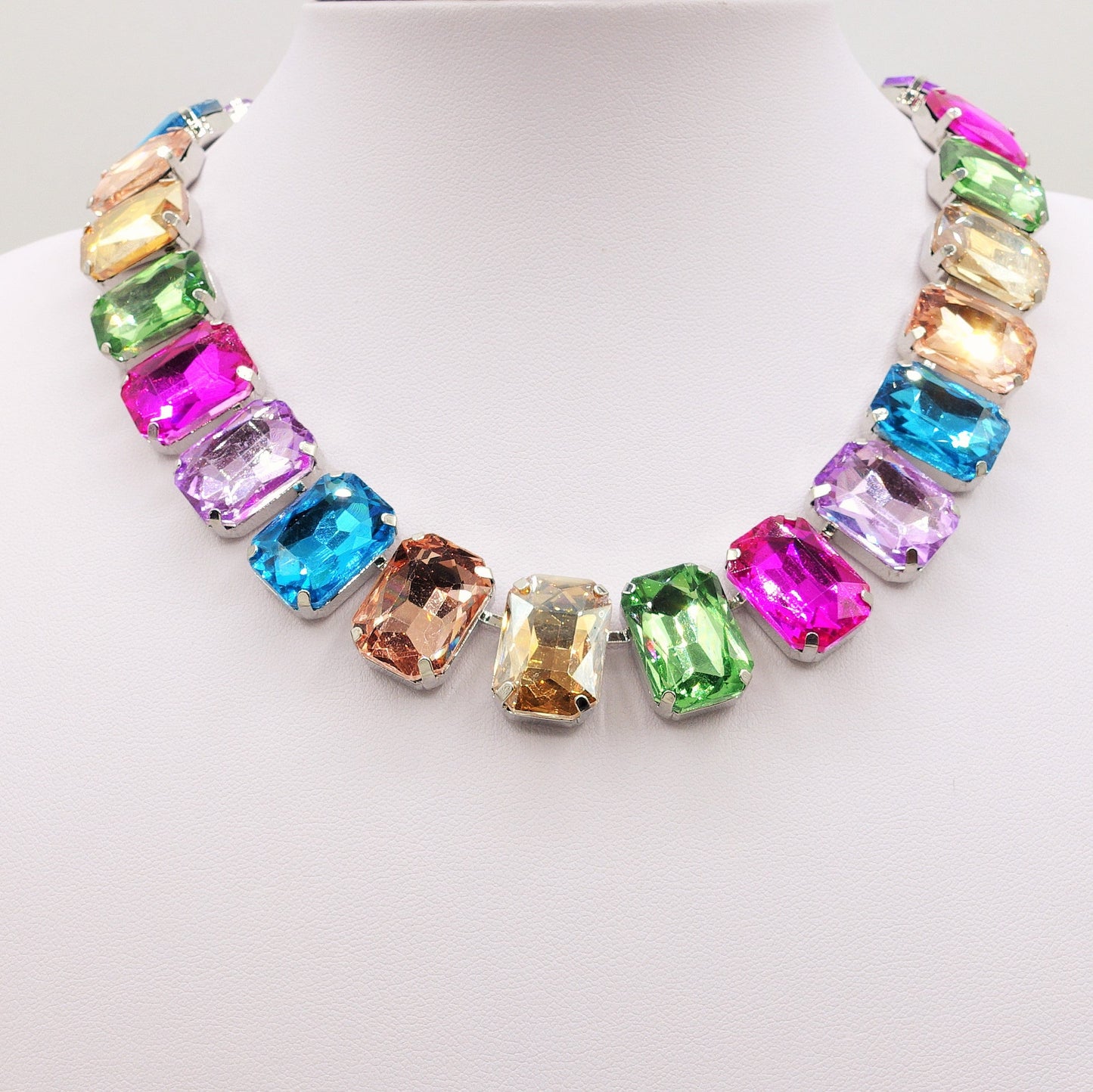 MARGOT collier con pietre sfaccettate - silver