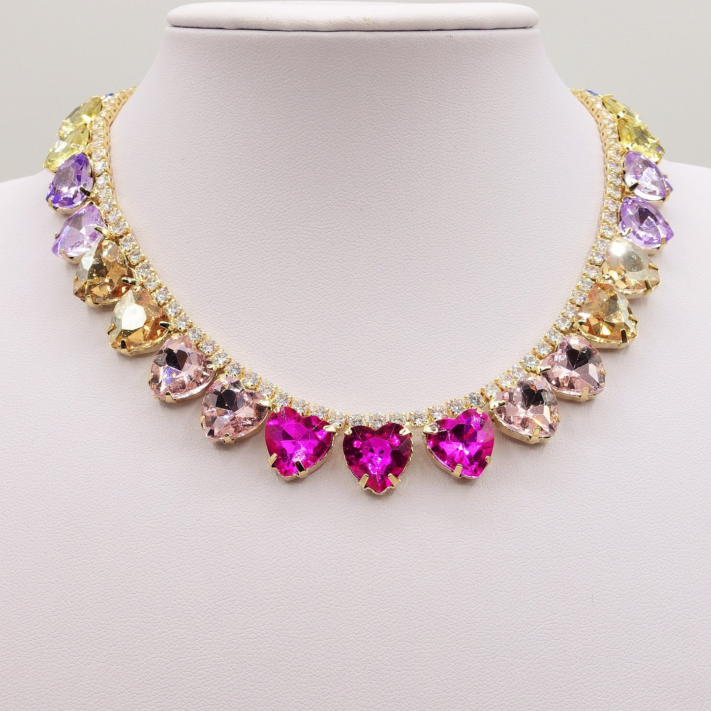 WENDY HEARTS - collier con pietre a CUORE sfaccettate e cubic zirconia
