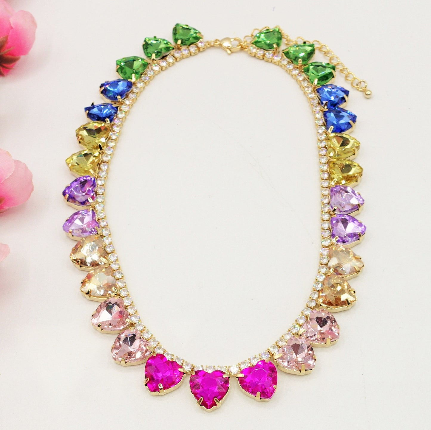 WENDY HEARTS - collier con pietre a CUORE sfaccettate e cubic zirconia