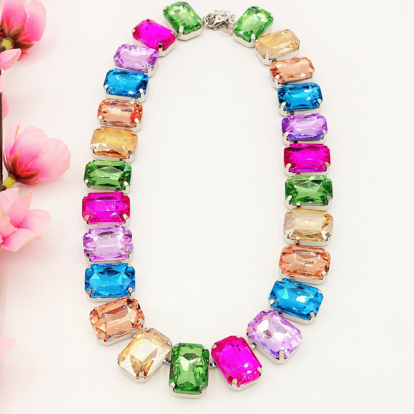 MARGOT collier con pietre sfaccettate - silver