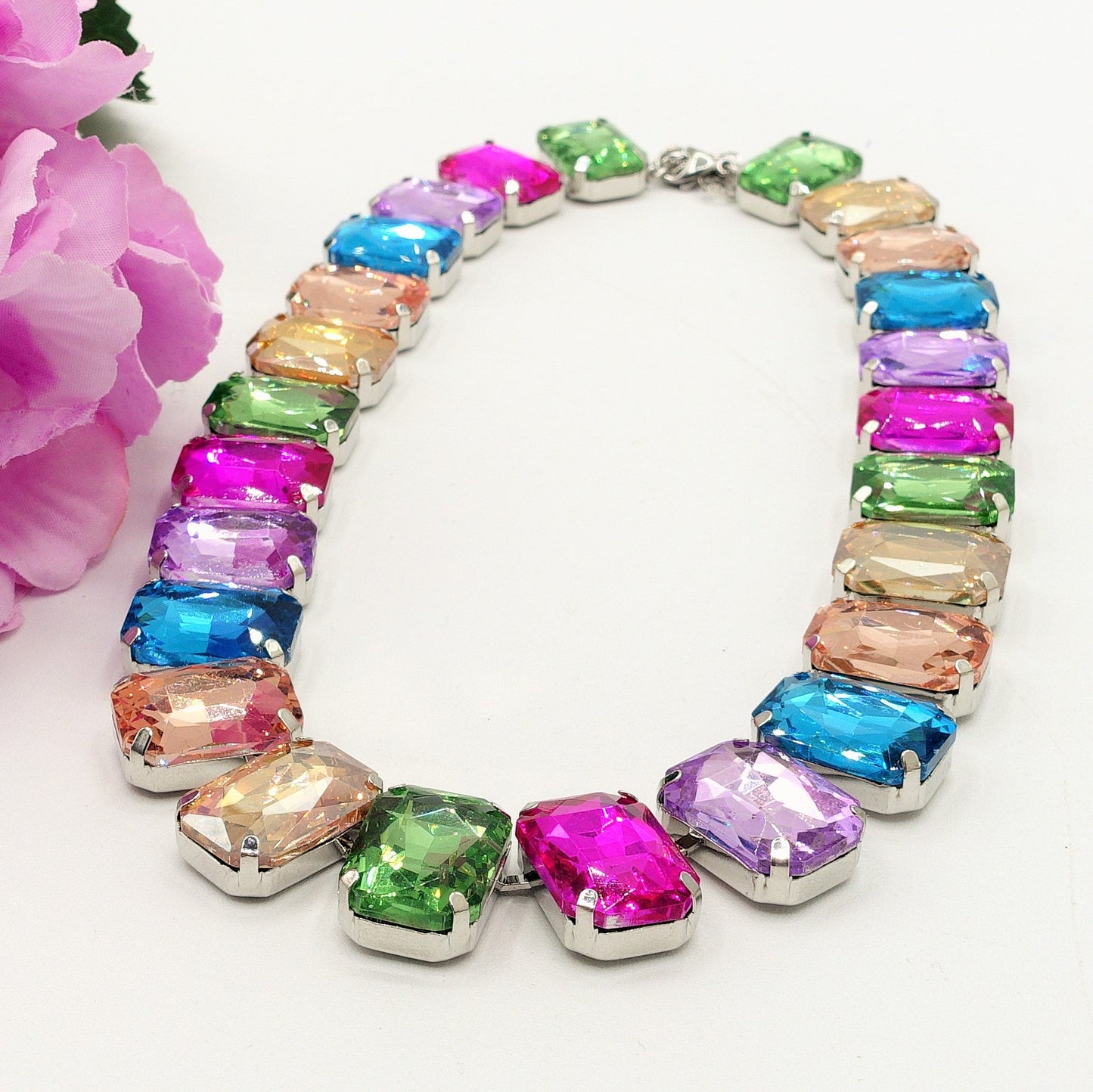 MARGOT collier con pietre sfaccettate - silver