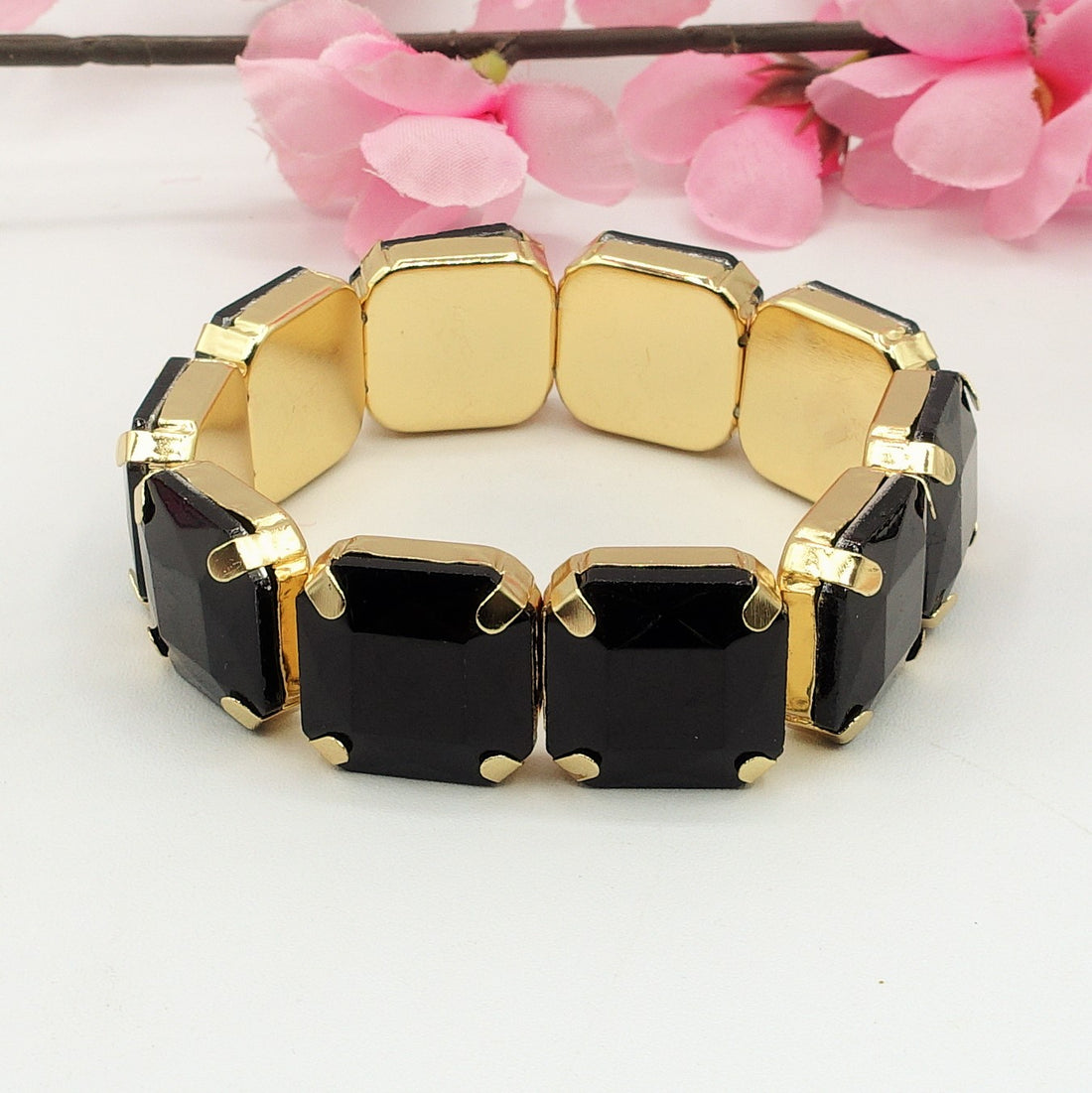 MARGOT BLACK SET - Collier orecchini e bracciale con pietre sfaccettate