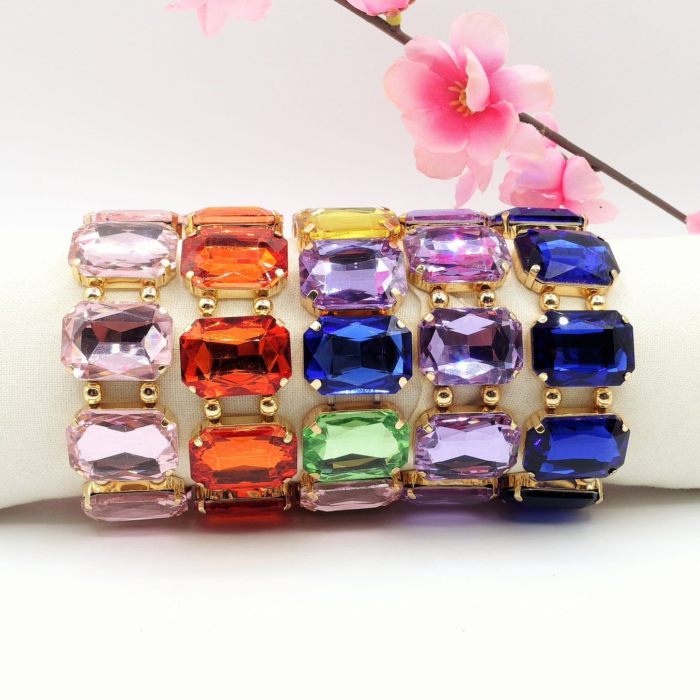 MARGOT LUXE - Bracciale elasticizzato con pietre sfaccettate -luce colection