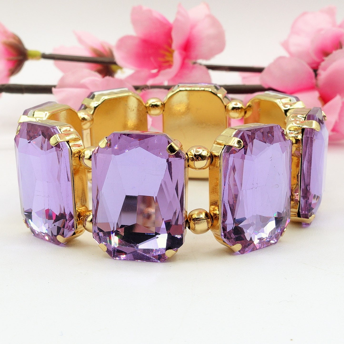 MARGOT LUXE - Bracciale elasticizzato con pietre sfaccettate -luce colection