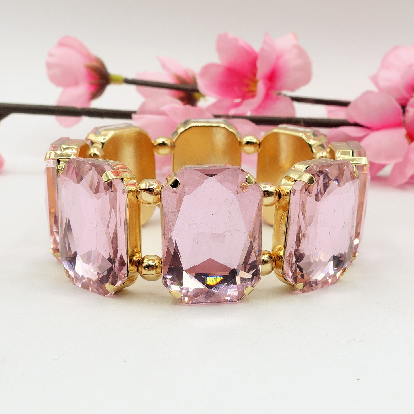 MARGOT LUXE - Bracciale elasticizzato con pietre sfaccettate -luce colection