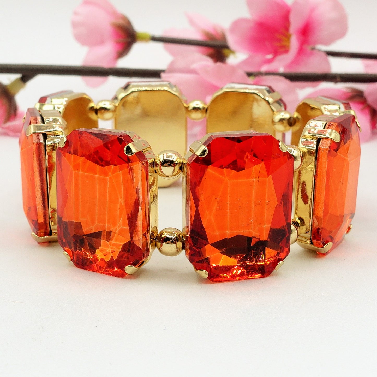 MARGOT LUXE - Bracciale elasticizzato con pietre sfaccettate -luce colection