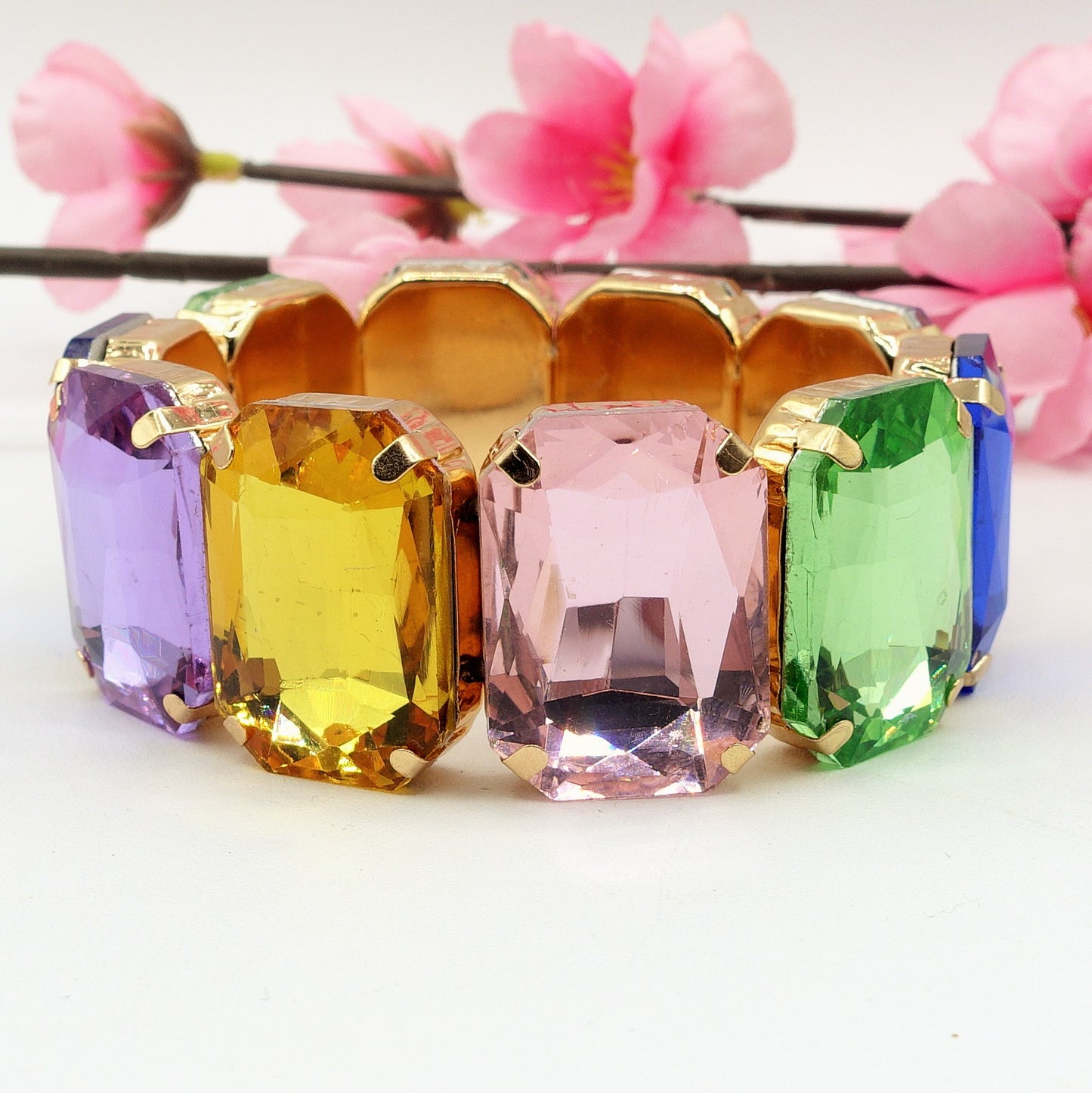 MARGOT LUXE - Bracciale elasticizzato con pietre sfaccettate -luce colection