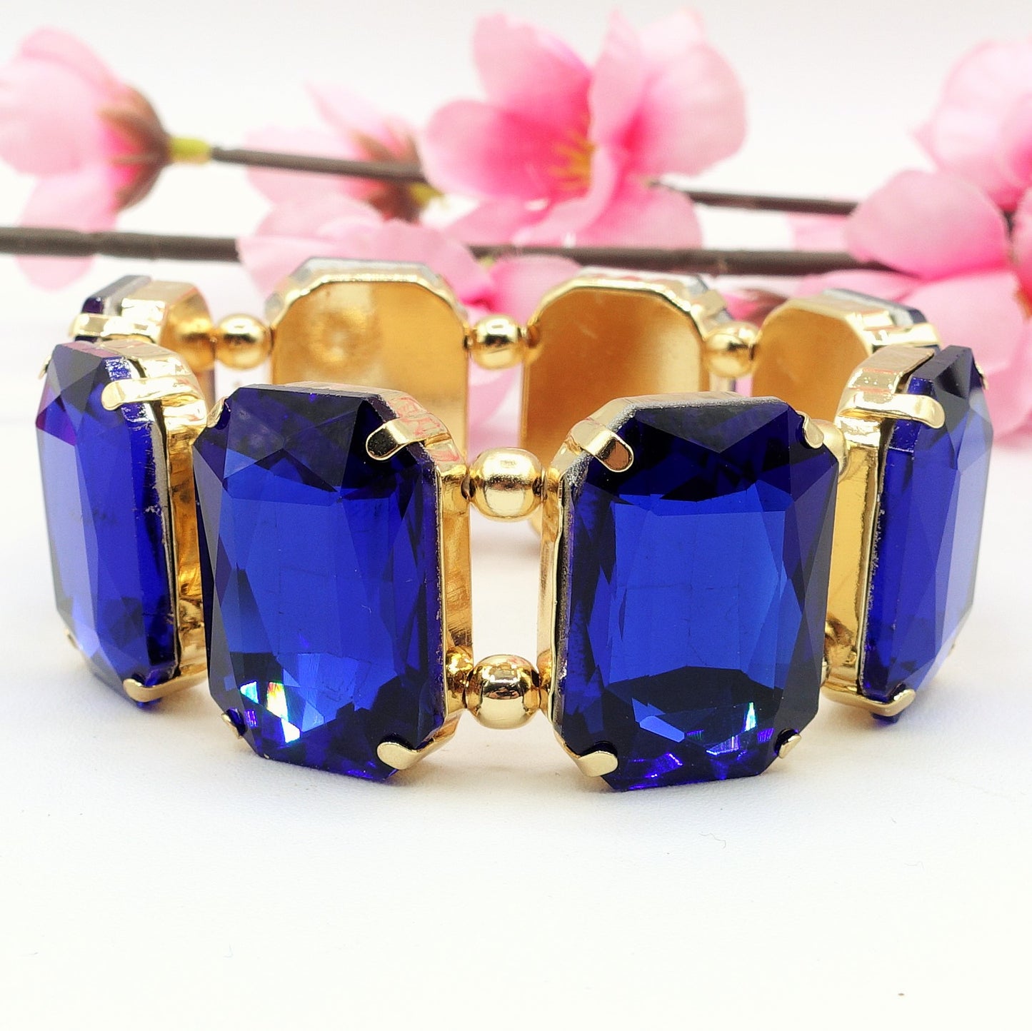 MARGOT LUXE - Bracciale elasticizzato con pietre sfaccettate -luce colection