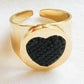 GEMMA ~ chevalier Stainless Steel heart ring-Adjustable size