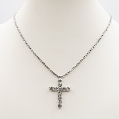 ARTEMIS - ACCIAIO INOSSIDABILE- collana in cubic zirconia con croce