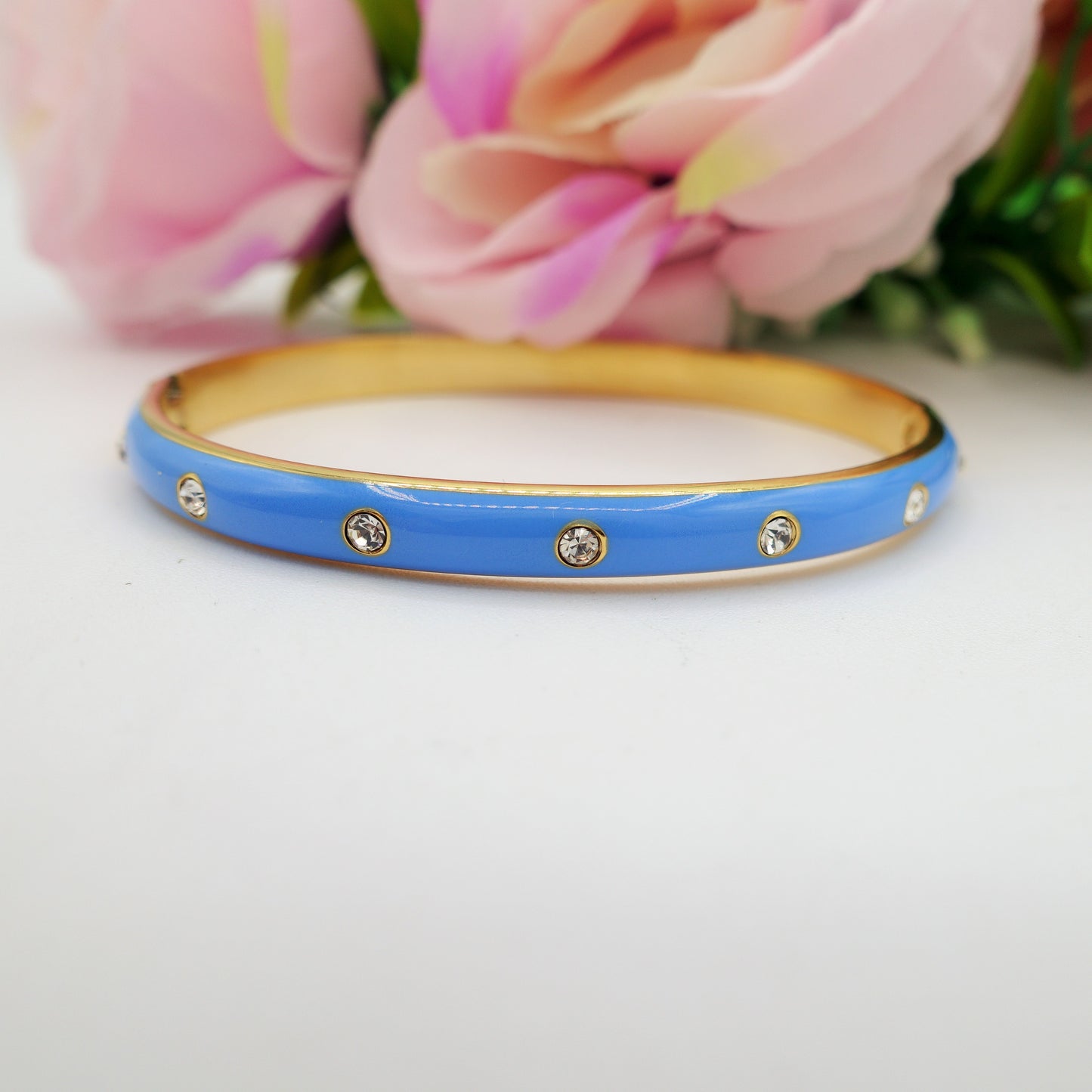 RIO ~ Acciaio Inossidabile - Bracciale manetta smaltato con cubic zirconia