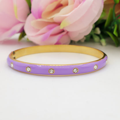 RIO ~ Acciaio Inossidabile - Bracciale manetta smaltato con cubic zirconia