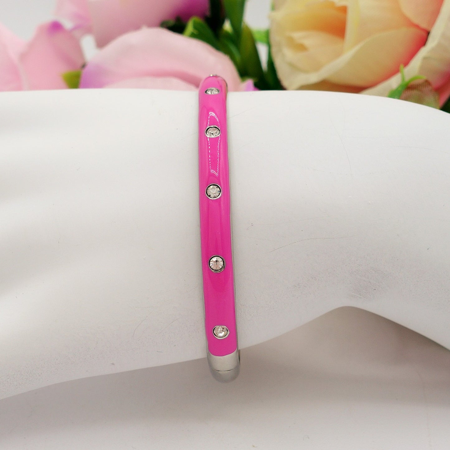 RIO ~ Acciaio Inossidabile - Bracciale manetta smaltato con cubic zirconia