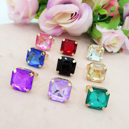 MARGOT SQUARE RING - Anello regolabile con pietra sfaccettata